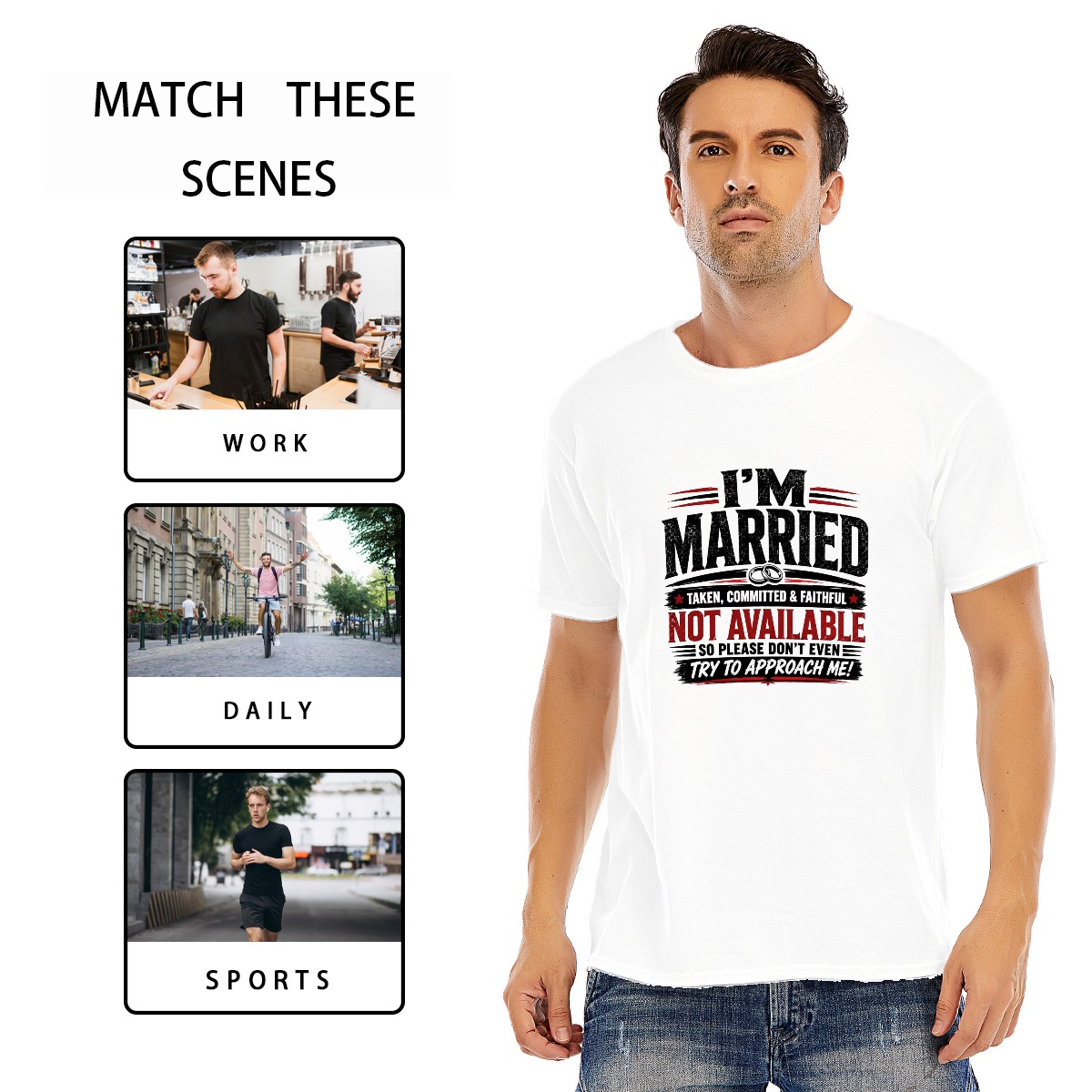 I'm Married Unisex O-neck Short Sleeve T-shirt - Image 3